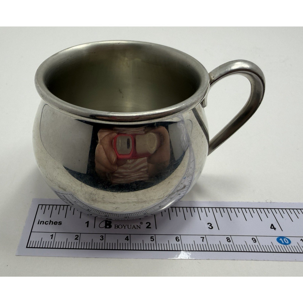 Lenox Vintage Pewter Bulged Baby Cup with Handle - Picture 9 of 9